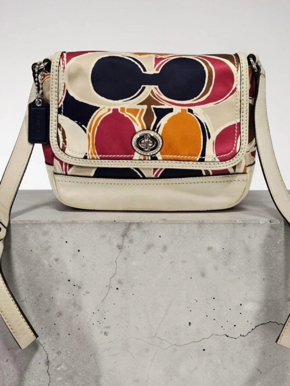 Coach  ROWAN Signature Circle Print Crossbody Bag in Cream Multi